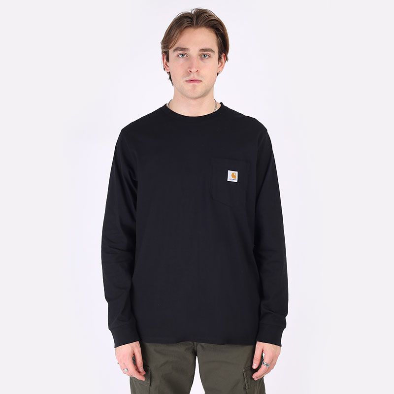 Лонгслив Carhartt WIP L/S Pocket T-Shirt (I022094-black)  - цена, описание, фото 3